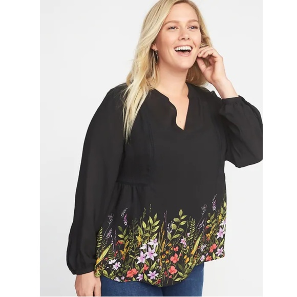 Old Navy Tops - NWT Old Navy | Black Floral Swing Georgette Top